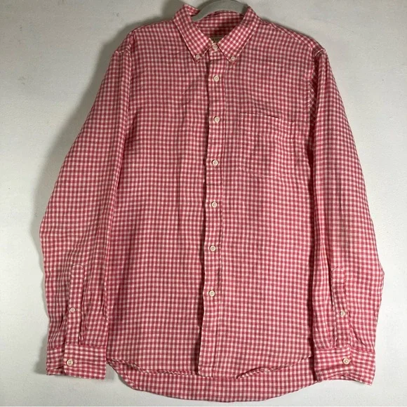 Club Monaco Gingham Check Shirt Pink Slim Fit Men Size L - Picture 3 of 16